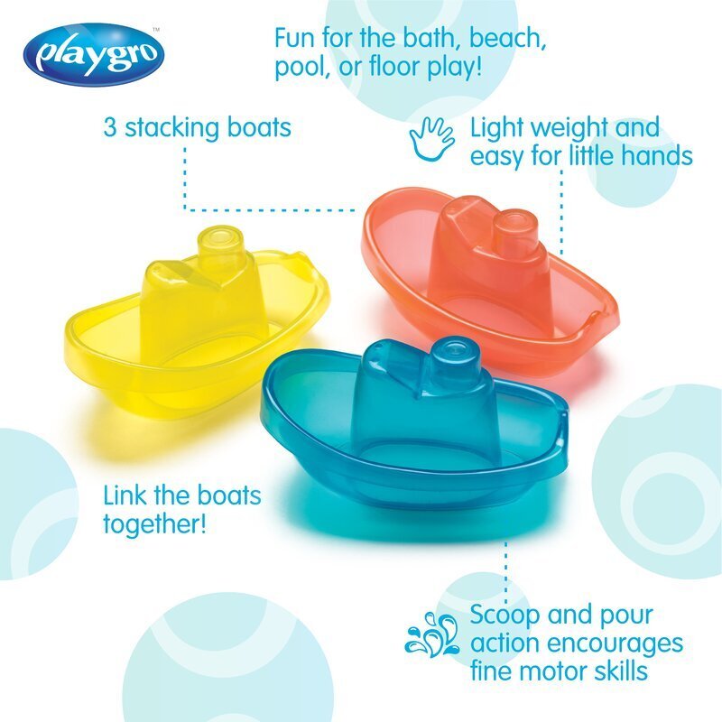 Playgro Set 3 jucarii de baie 3 barcute colorate 6 luni+ Bright Baby Boats