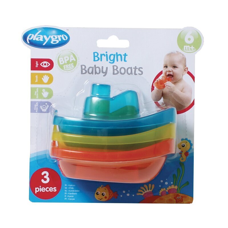 Playgro Set 3 jucarii de baie 3 barcute colorate 6 luni+ Bright Baby Boats