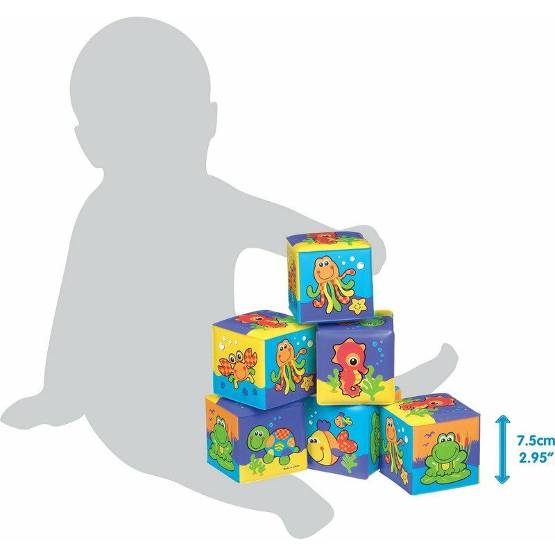Playgro Set 6 cuburi moi pentru baie cu animalute marine