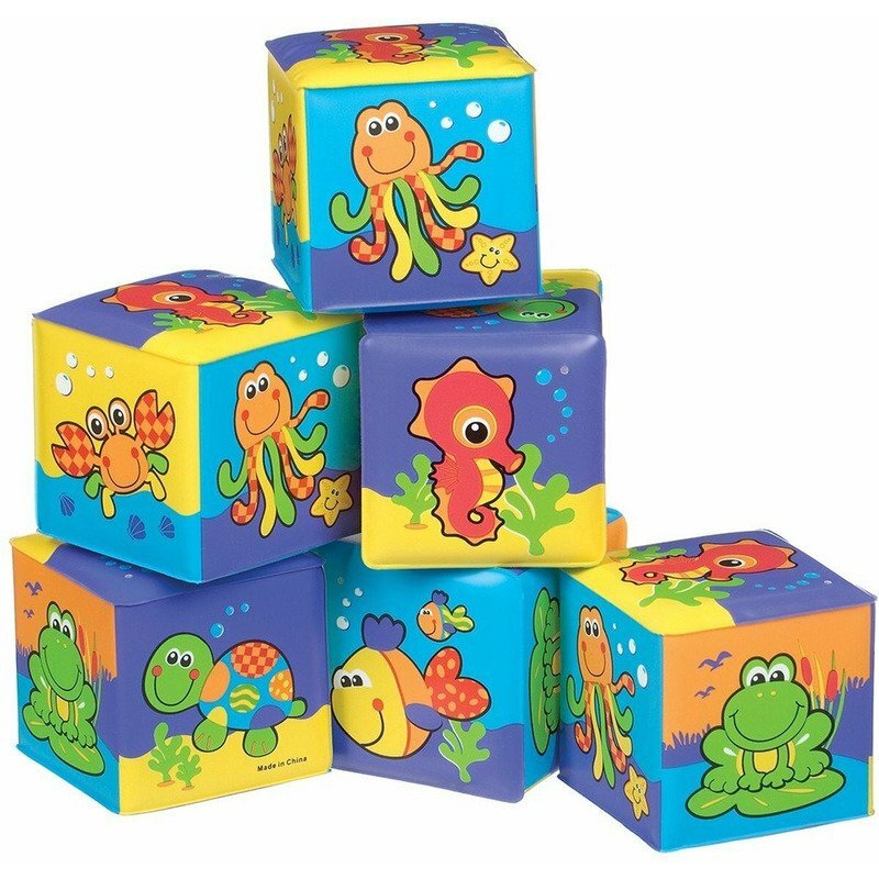 Playgro Set 6 cuburi moi pentru baie cu animalute marine