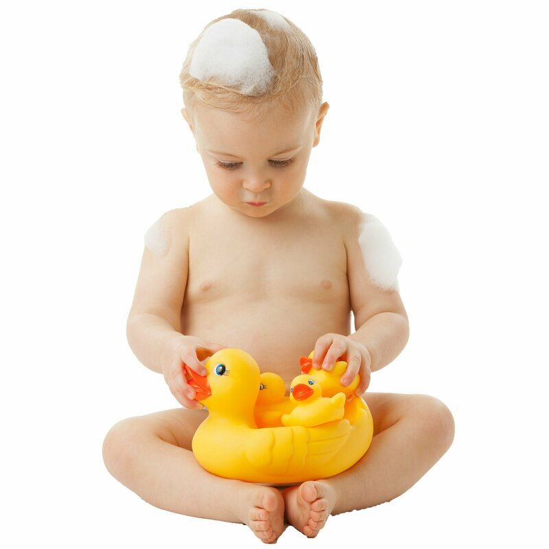 Playgro Set de joaca de baie Ratusca cu trei bococi fara gauri