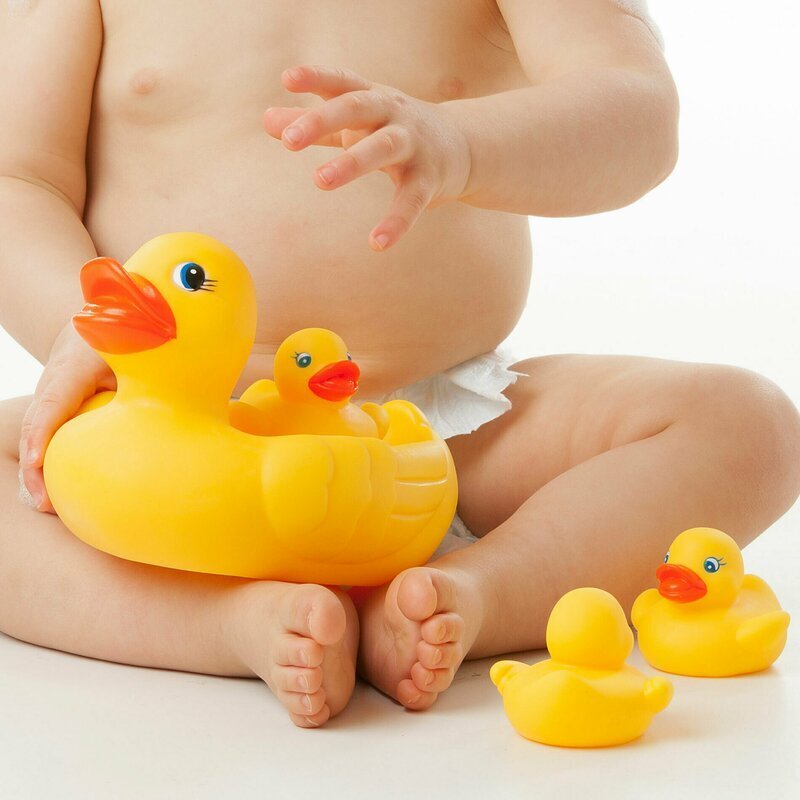 Playgro Set de joaca de baie Ratusca cu trei bococi fara gauri