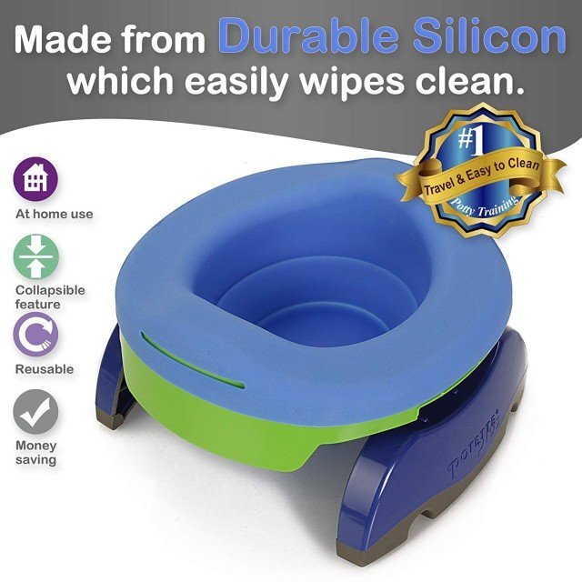 Potette Plus Liner reutilizabil din silicon pentru olita portabila 2 in 1 albastru