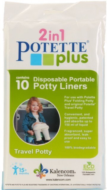 Potette Plus Pachet economic albastru olita portabila + liner reutilizabil + 10 pungi biodegradabile