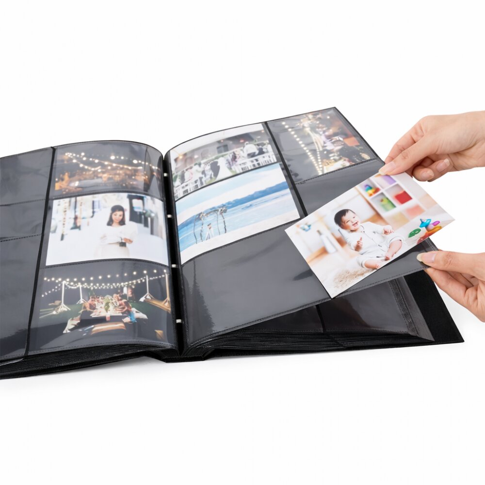 Procart Album foto 500 fotografii format 10x15 buzunare stocare model floral negru