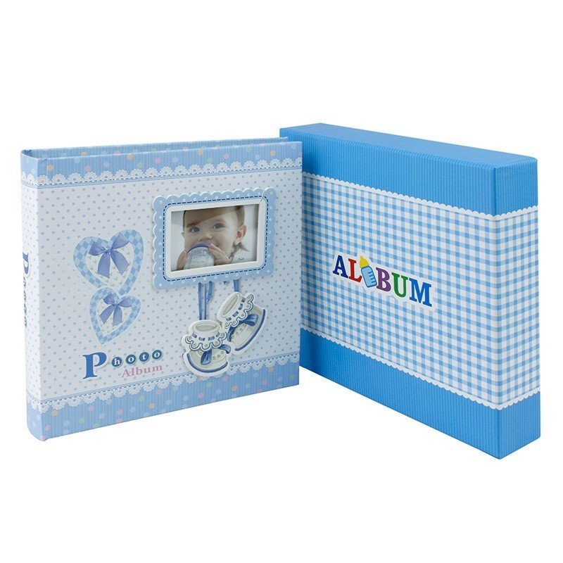 Procart Album foto baby milo personalizabil 200 poze format 10x15 cm cutie culoare albastru