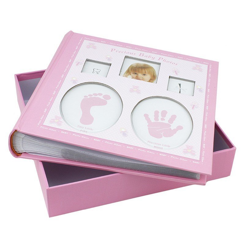 Procart Album foto baby personalizabil 200 poze 10x15 amprente bebelus cutie culoare roz