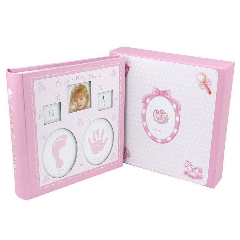 Procart Album foto baby personalizabil 200 poze 10x15 amprente bebelus cutie culoare roz