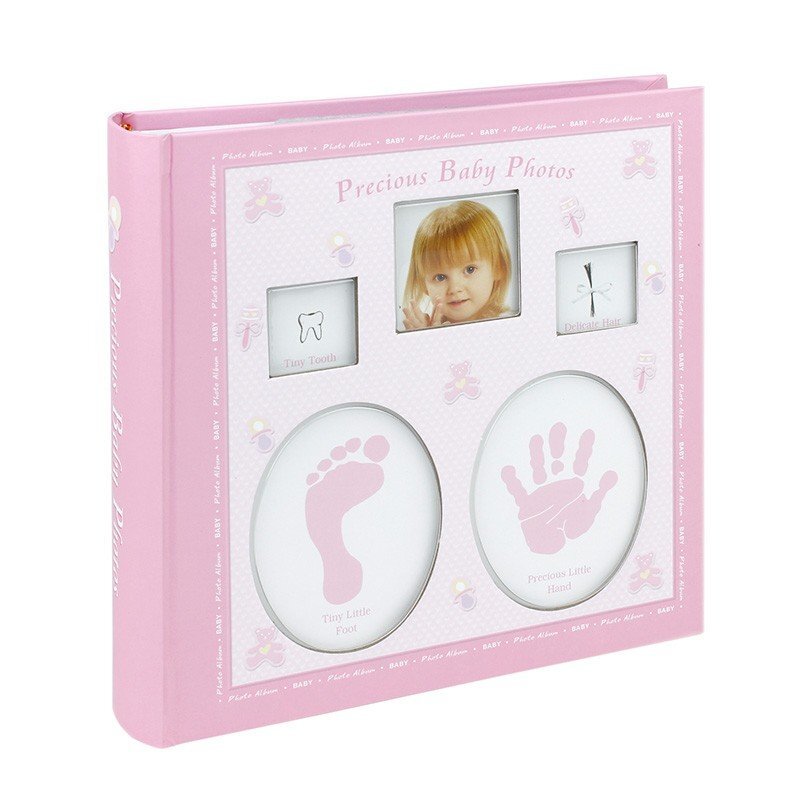 Procart Album foto baby personalizabil 200 poze 10x15 amprente bebelus cutie culoare roz