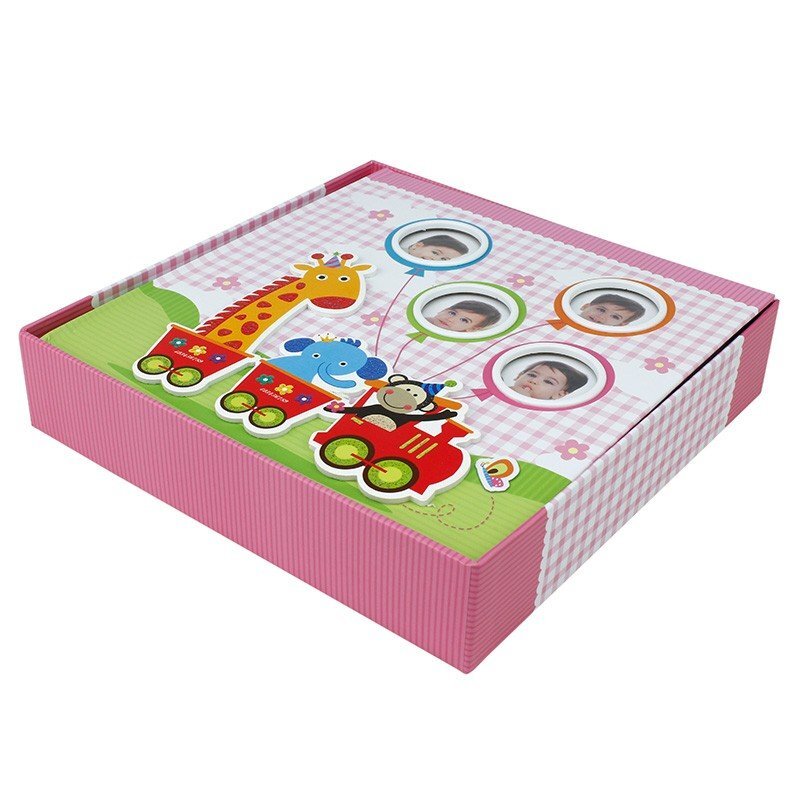 Procart Album foto baby train personalizabil 50 file tip carte 200 poze format 10x15 culoare roz