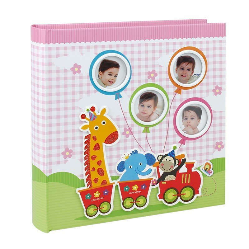 Procart Album foto baby train personalizabil 50 file tip carte 200 poze format 10x15 culoare roz