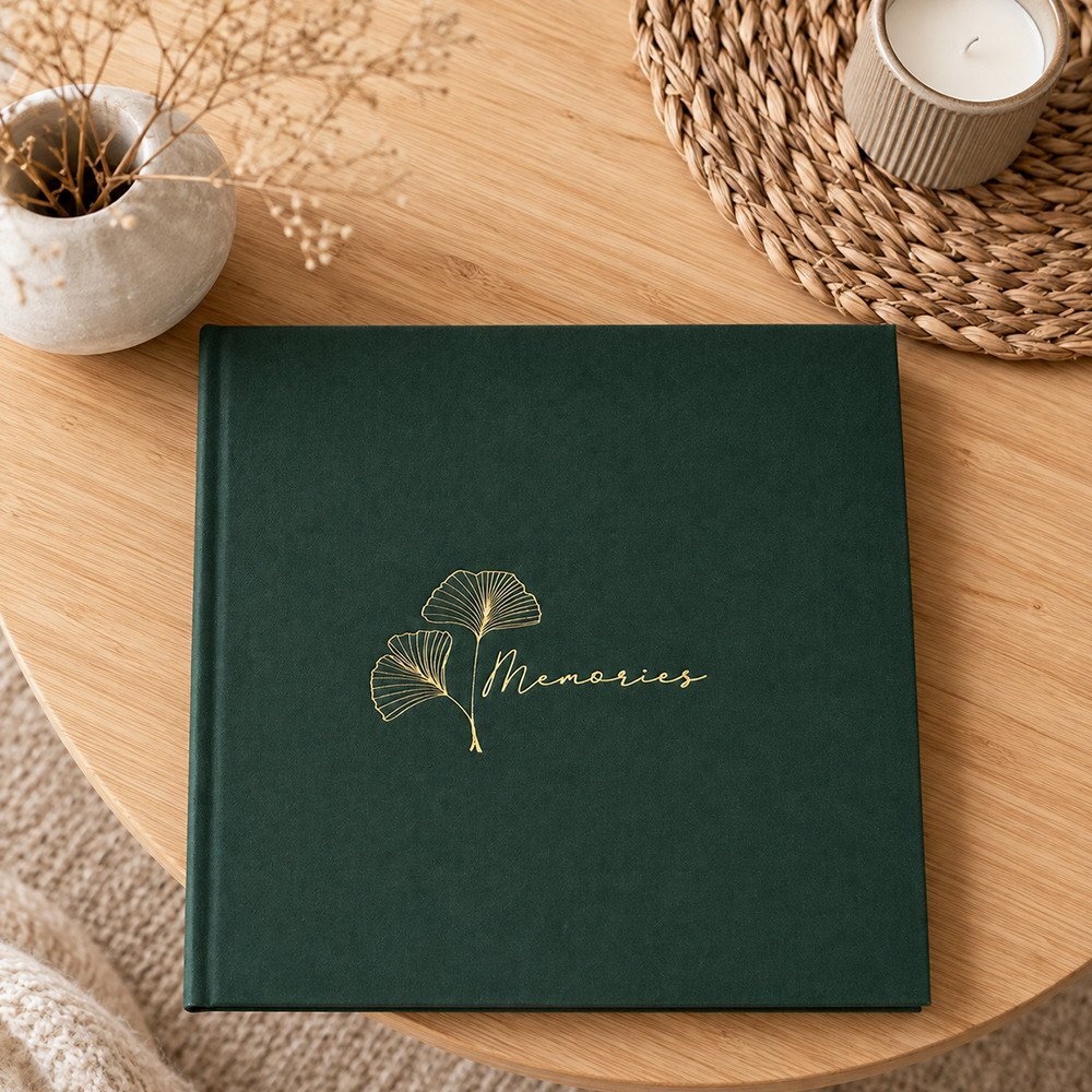 Procart Album foto premium memories 500 fotografii 10x15 buzunare individuale coperta verde cu imprimeu auriu