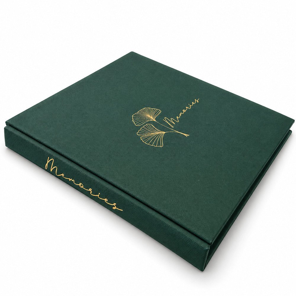 Procart Album foto premium memories 500 fotografii 10x15 buzunare individuale coperta verde cu imprimeu auriu