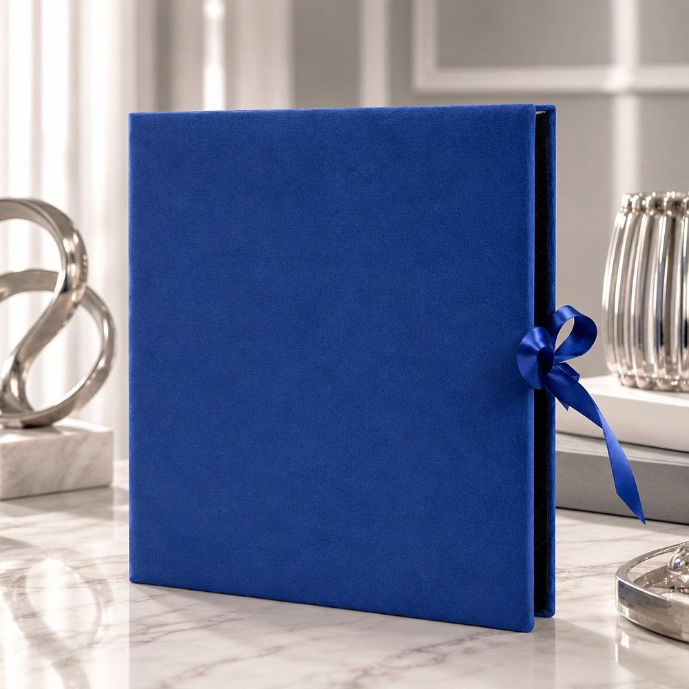 Procart Album foto velvet luxury 500 poze 10x15 cm catifea albastra si panglica satinata design exclusiv