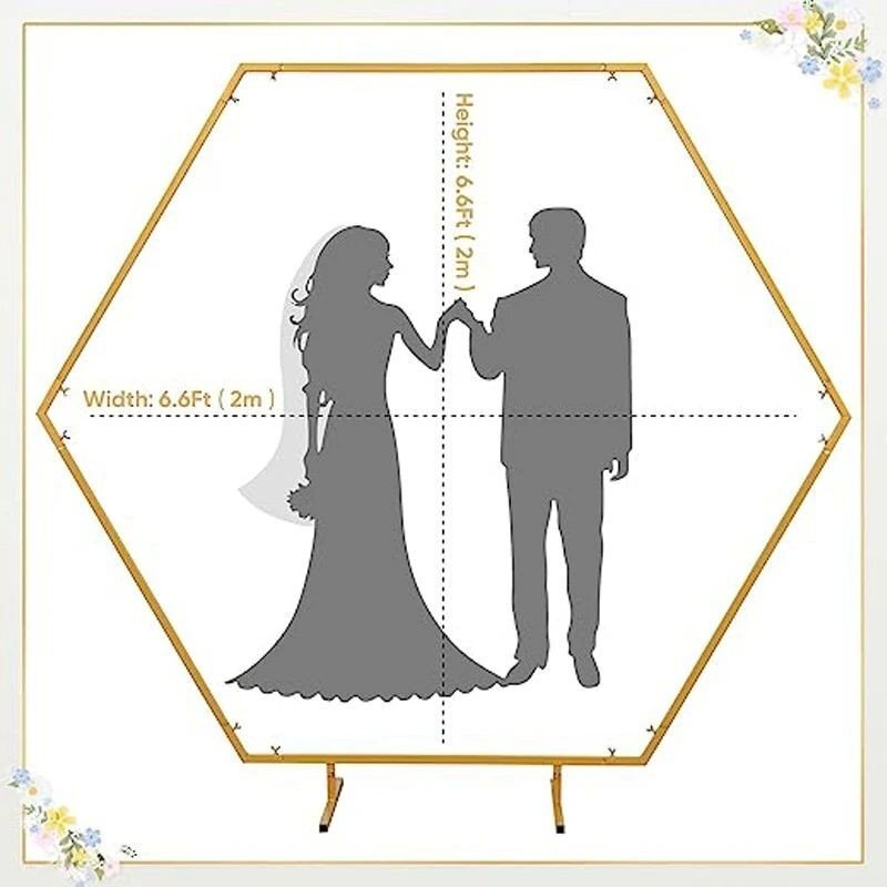 Procart Arcada decor evenimente forma hexagonala cadru metal diametru 2 m aurie