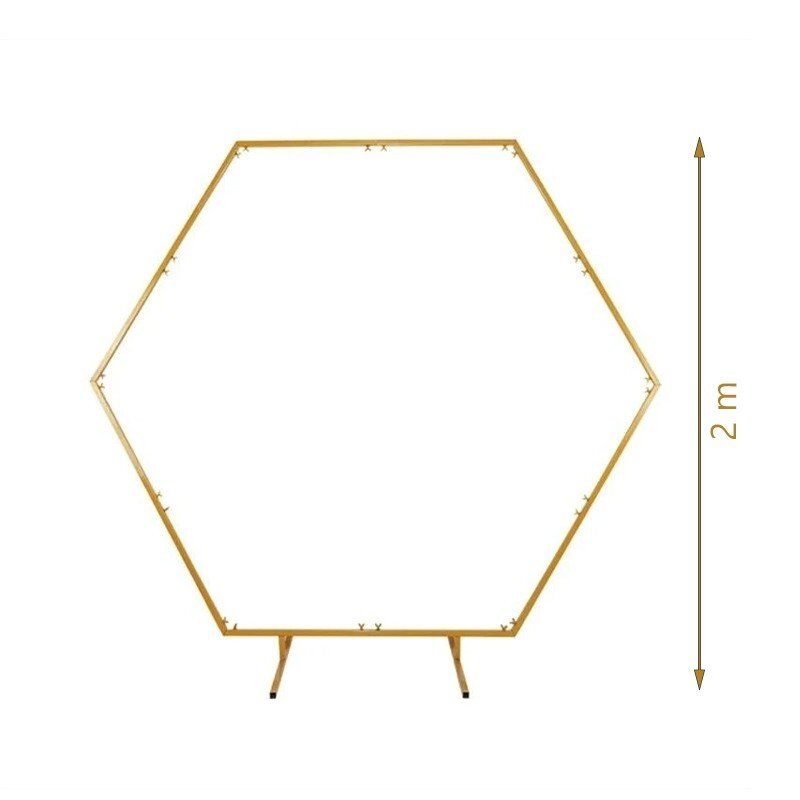 Procart Arcada decor evenimente forma hexagonala cadru metal diametru 2 m aurie