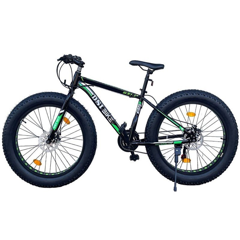 Procart Bicicleta fat bike 26 inch cadru 17 inch schimbator shimano 21 viteze frane pe disc negruverde