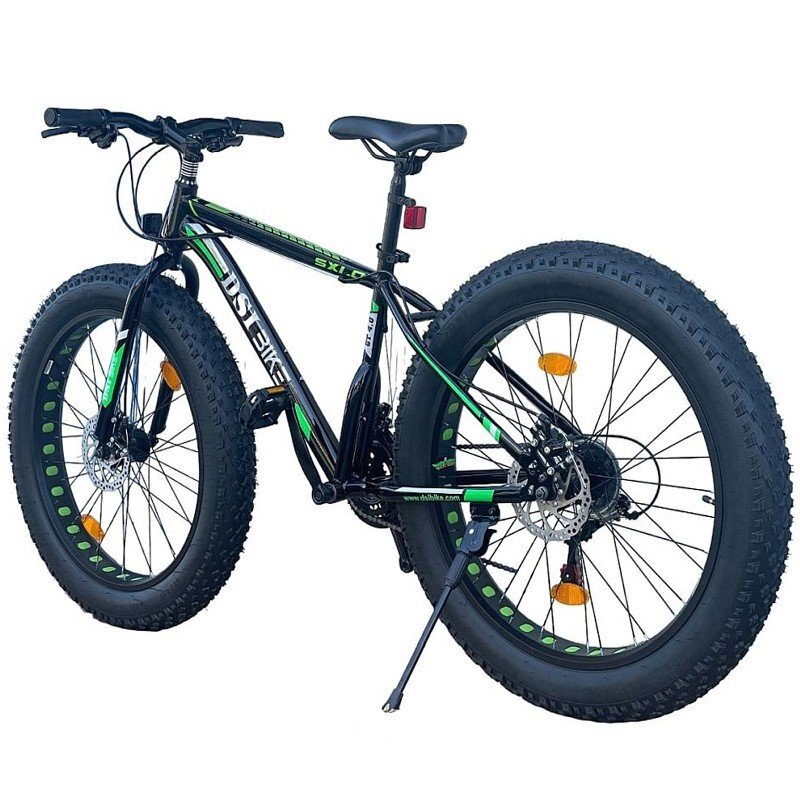 Procart Bicicleta fat bike 26 inch cadru 17 inch schimbator shimano 21 viteze frane pe disc negruverde