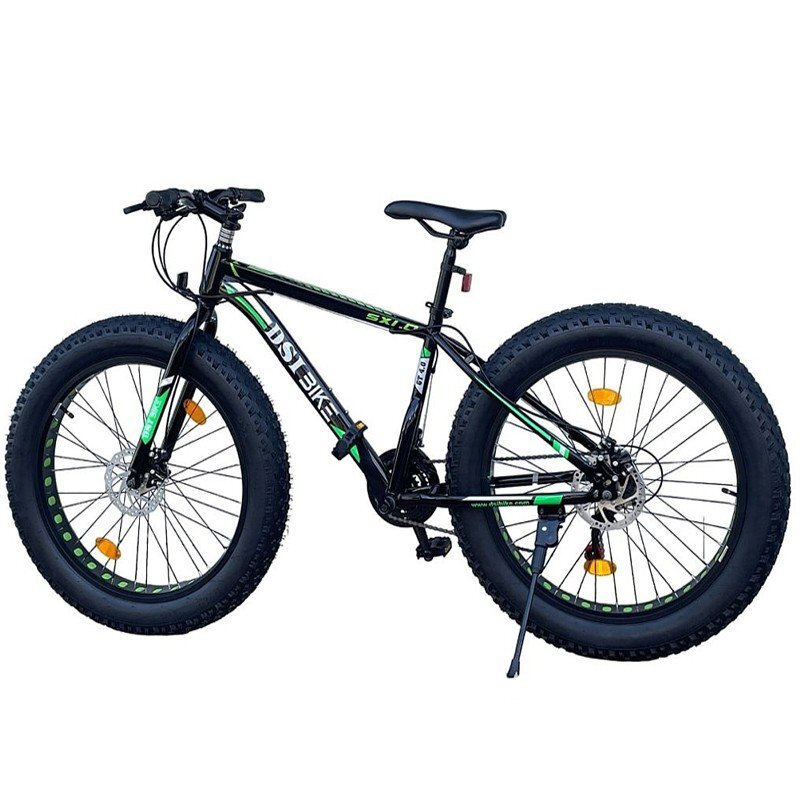 Procart Bicicleta fat bike 26 inch cadru 17 inch schimbator shimano 21 viteze frane pe disc negruverde