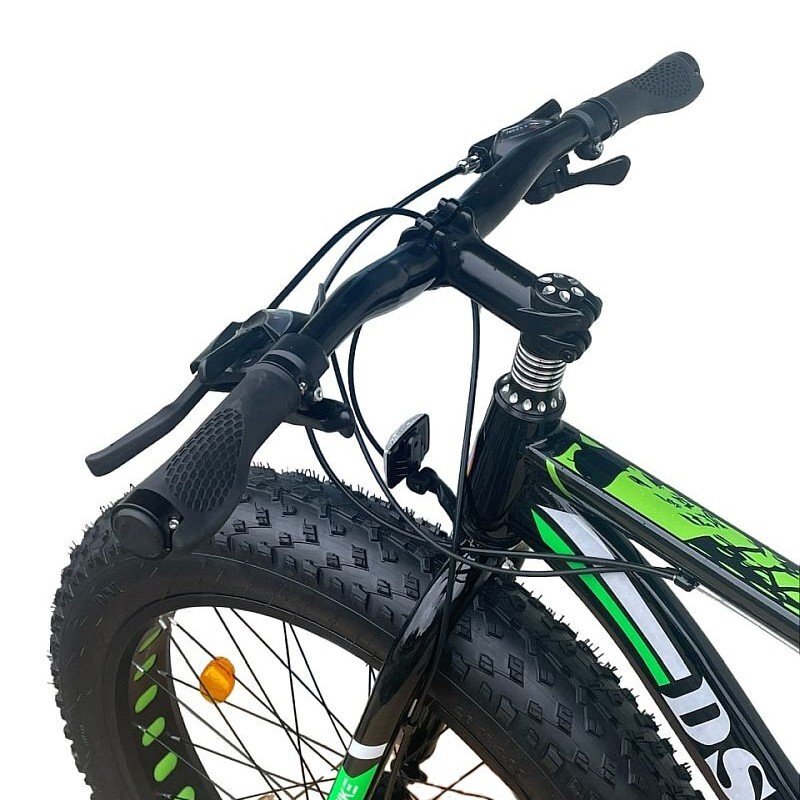 Procart Bicicleta fat bike 26 inch cadru 17 inch schimbator shimano 21 viteze frane pe disc negruverde