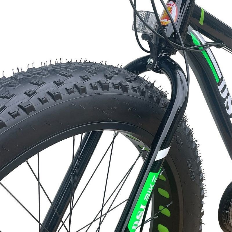 Procart Bicicleta fat bike 26 inch cadru 17 inch schimbator shimano 21 viteze frane pe disc negruverde