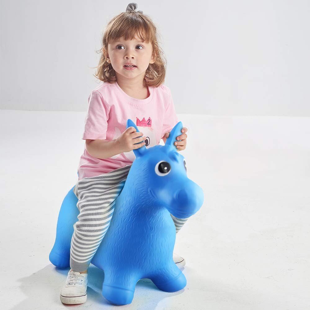 Procart Calut gonflabil albastru pentru copii jucarie saltareata din cauciuc 58x26x52 cm