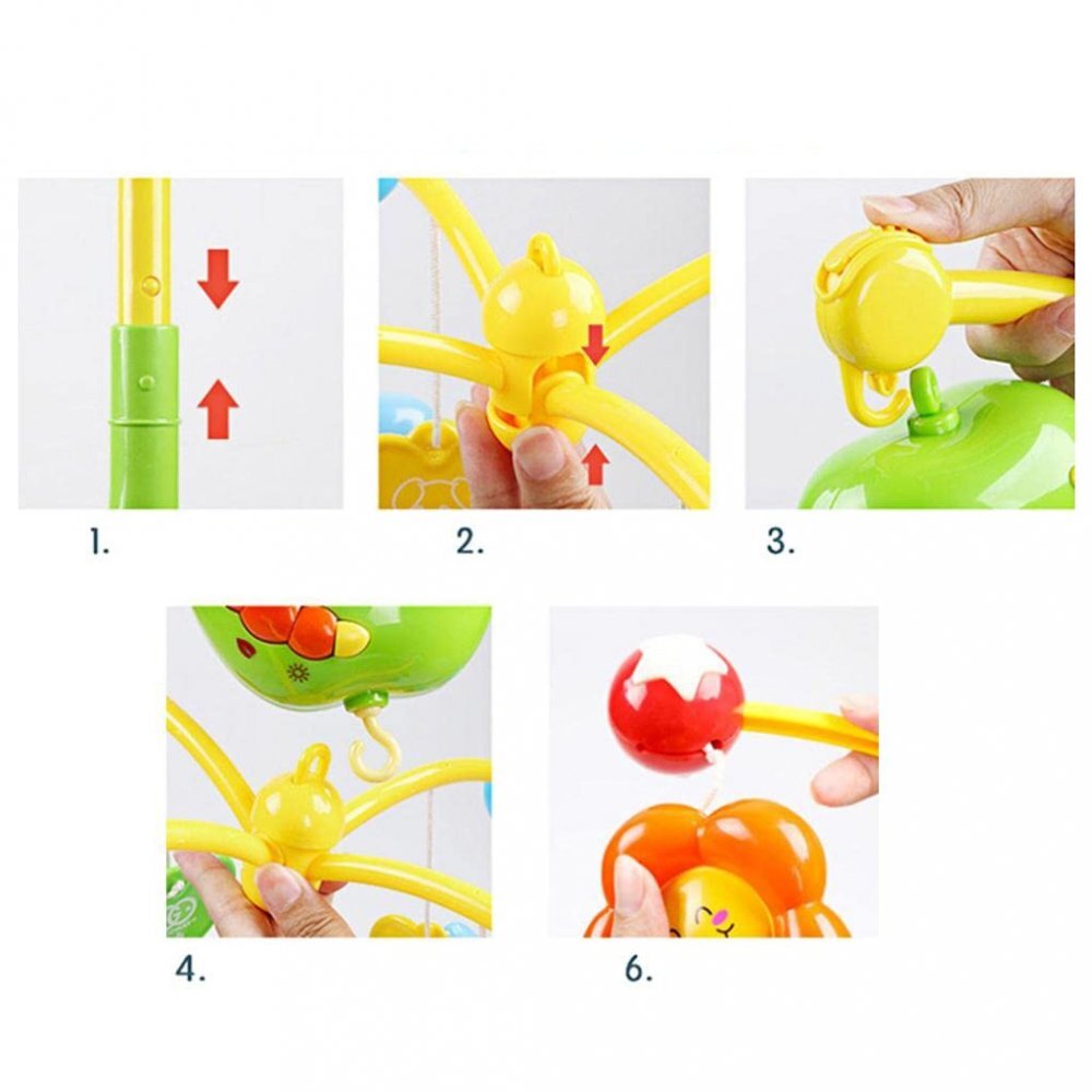 Procart Carusel muzical pentru patut rotativ timer 3 moduri muzicale figurine albinute multicolor