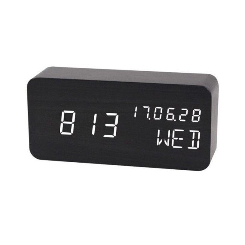 Procart Ceas digital led ora data temperatura alarma alimentare duala mdf