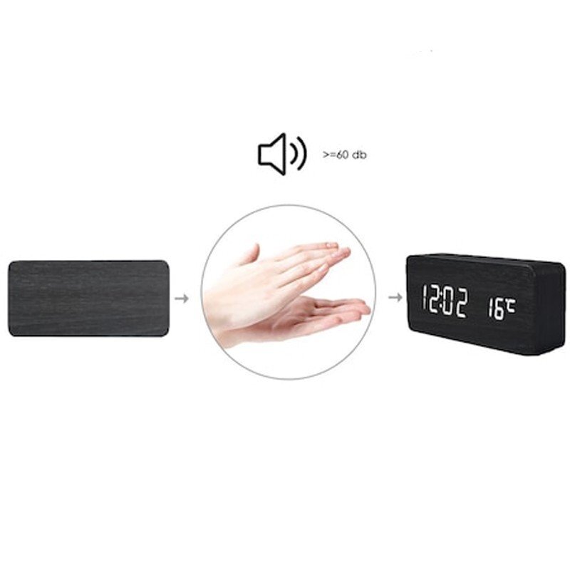 Procart Ceas digital led ora data temperatura alarma alimentare duala mdf