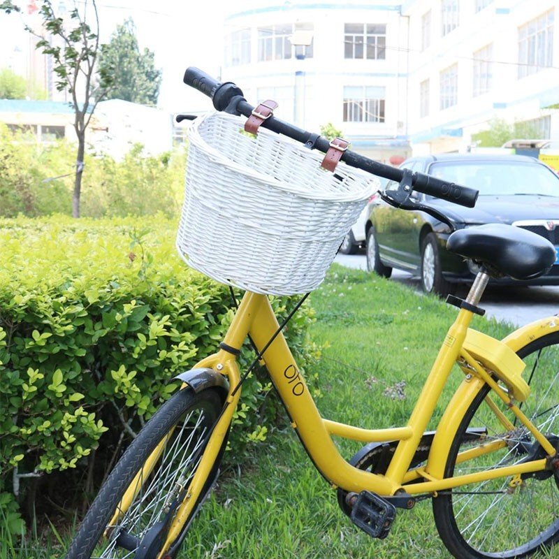 Procart Cos frontal pentru bicicleta prindere curele 21x36x24 cm detasabil ratan alb