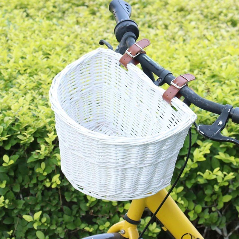 Procart Cos frontal pentru bicicleta prindere curele 21x36x24 cm detasabil ratan alb