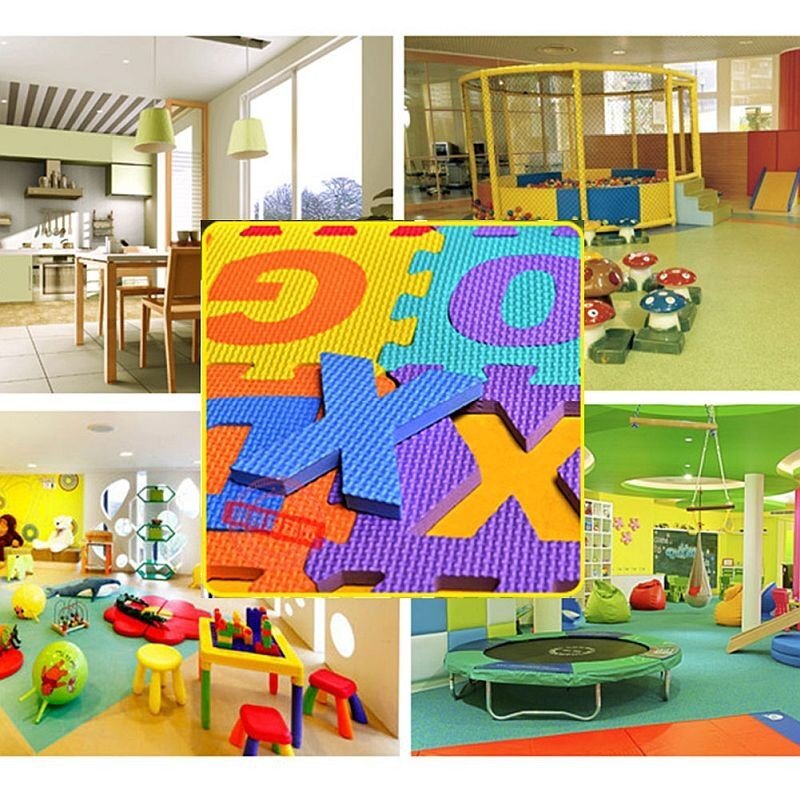 Procart Covor spuma eva tip puzzle cu cifre si litere 3.2 m2 36 piese 30x30 cm grosime 0.9 cm