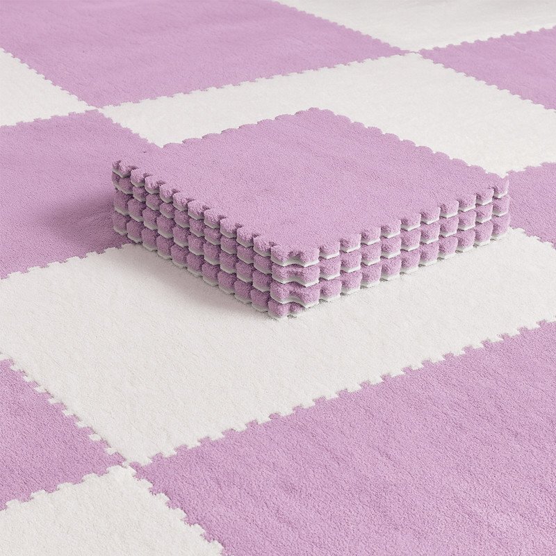 Procart Covoras puzzle pufos 61.5x61.5x1.7 cm spuma eva set 2 piese culoare light purple