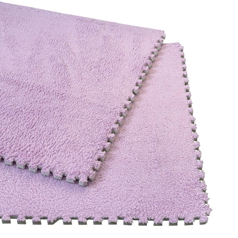 Procart Covoras puzzle pufos 61.5x61.5x1.7 cm spuma eva set 2 piese culoare light purple