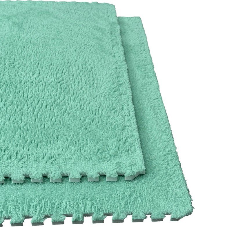 Procart Covoras puzzle pufos 61.5x61.5x1.7 cm spuma eva set 2 piese culoare mint green