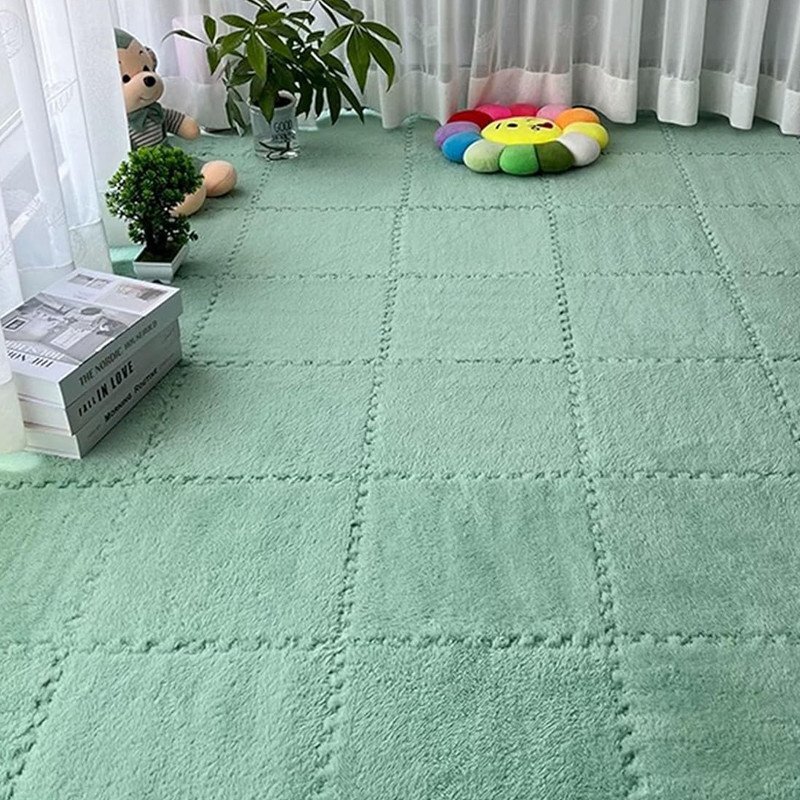 Procart Covoras puzzle pufos 61.5x61.5x1.7 cm spuma eva set 2 piese culoare mint green