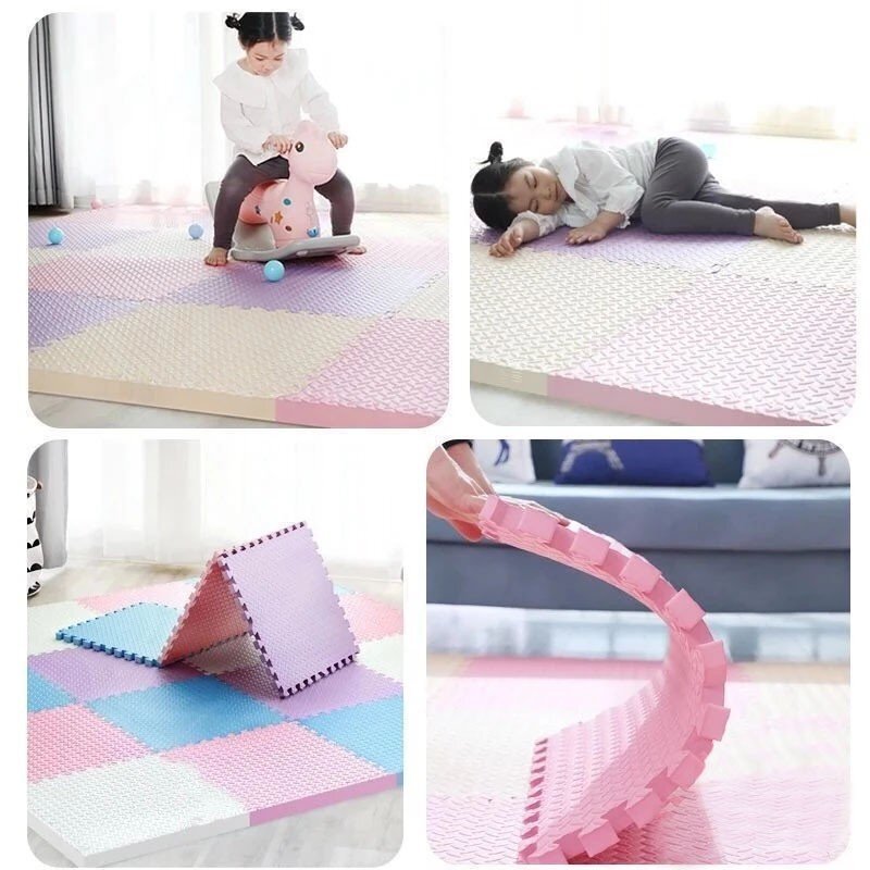 Procart Covoras puzzle xl 60x60 cm grosime 2 cm spuma eva 2 piese culoare alb