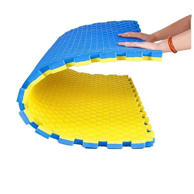 Procart Covoras tip puzzle xxl spuma eva 100x100 cm grosime 2 cm antiderapant galbenalbastru