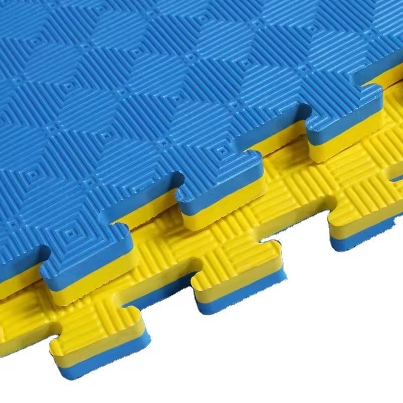 Procart Covoras tip puzzle xxl spuma eva 100x100 cm grosime 2 cm antiderapant galbenalbastru