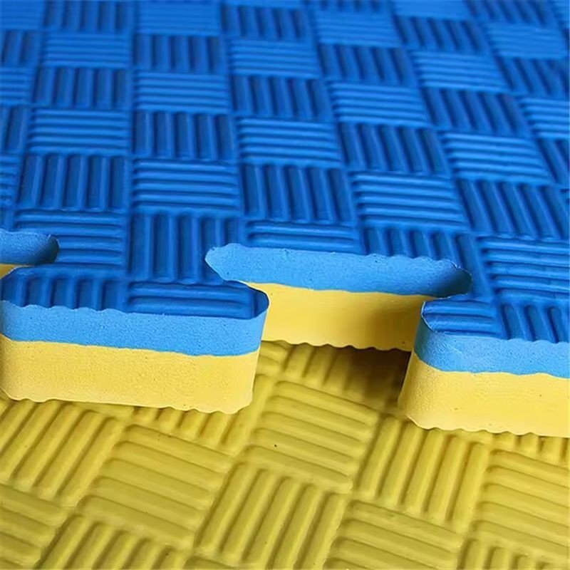 Procart Covoras tip puzzle xxl spuma eva 100x100 cm grosime 2 cm antiderapant galbenalbastru