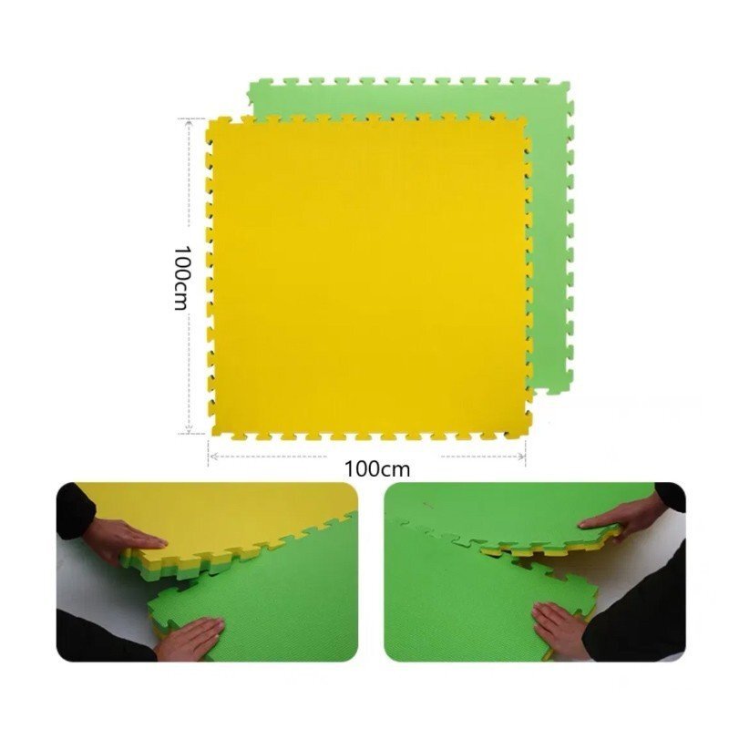 Procart Covoras tip puzzle xxl spuma eva 100x100 cm grosime 2 cm antiderapant galbenverde