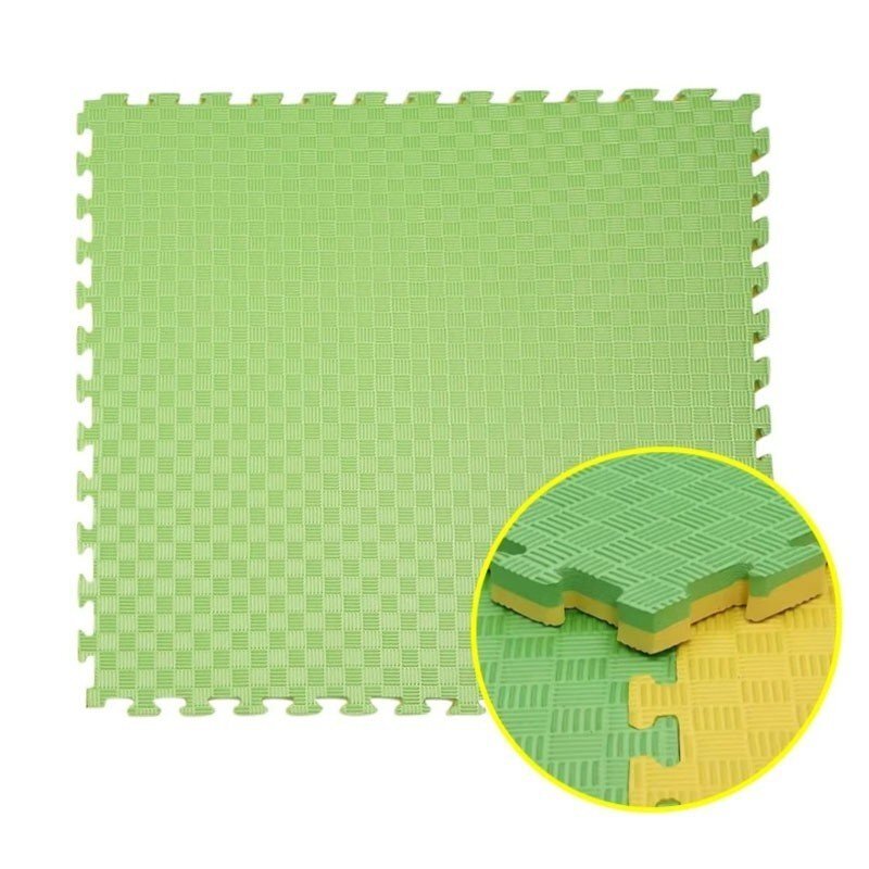 Procart Covoras tip puzzle xxl spuma eva 100x100 cm grosime 2 cm antiderapant galbenverde
