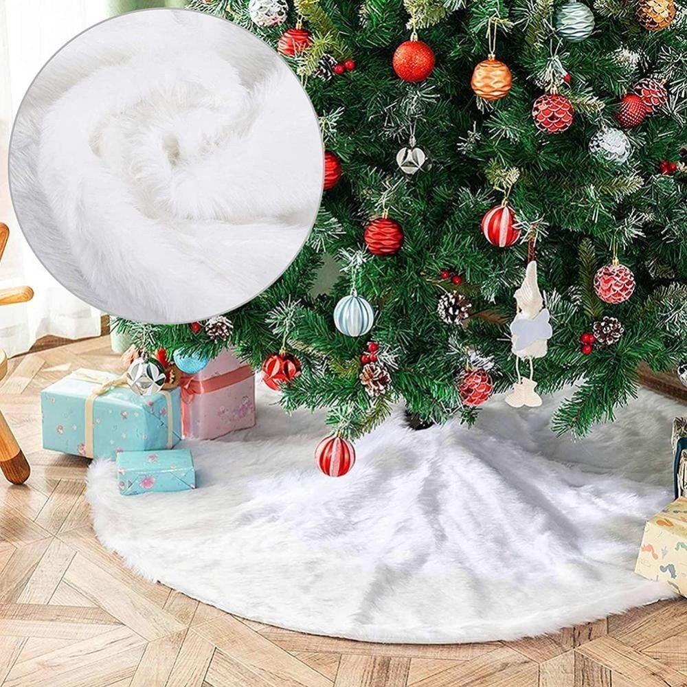 Procart Fusta covor blanita alba pentru brad de craciun diametru 120 cm pufoasa aspect zapada