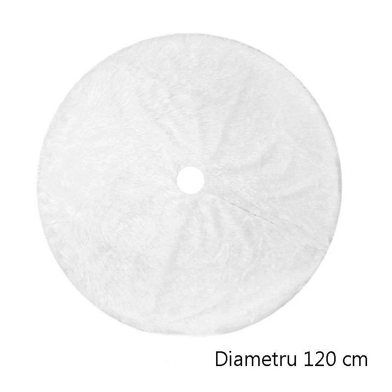 Procart Fusta covor blanita alba pentru brad de craciun diametru 120 cm pufoasa aspect zapada