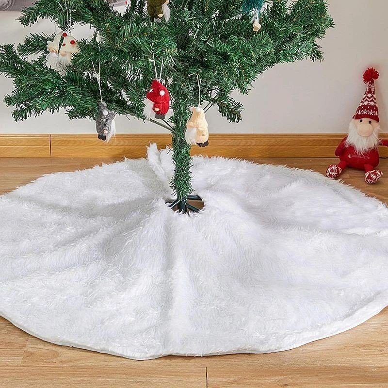 Procart Fusta covor blanita alba pentru brad de craciun diametru 120 cm pufoasa aspect zapada