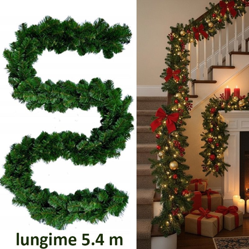 Procart Ghirlanda decorativa royal forest brad artificial dens lungime 5.4 m textura realista