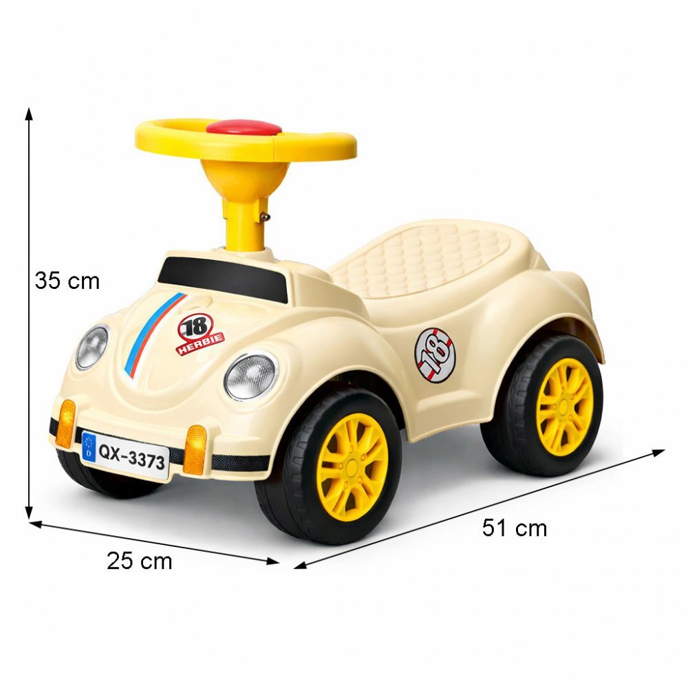 Procart Masinuta fara pedale pentru copii 1-3 ani 35x51x25 cm model retro bej
