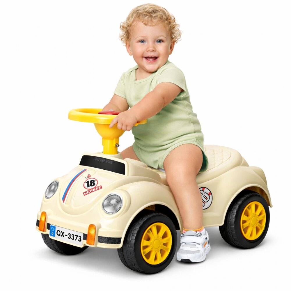 Procart Masinuta fara pedale pentru copii 1-3 ani 35x51x25 cm model retro bej