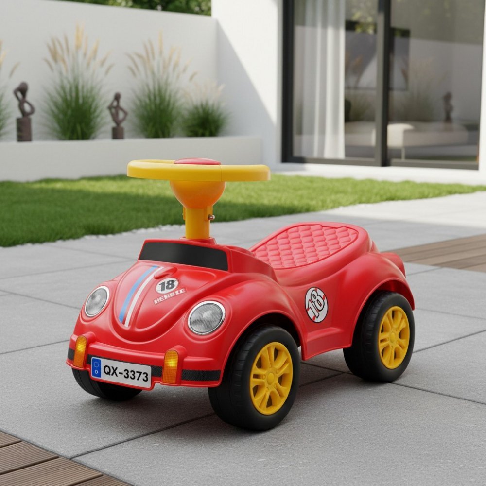 Procart Masinuta fara pedale pentru copii 1-3 ani 35x51x25 cm model retro rosie