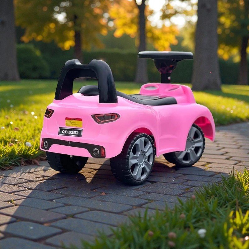 Procart Masinuta ride-on roz sezut ergonomic cu spatar volan 66x29x36 cm